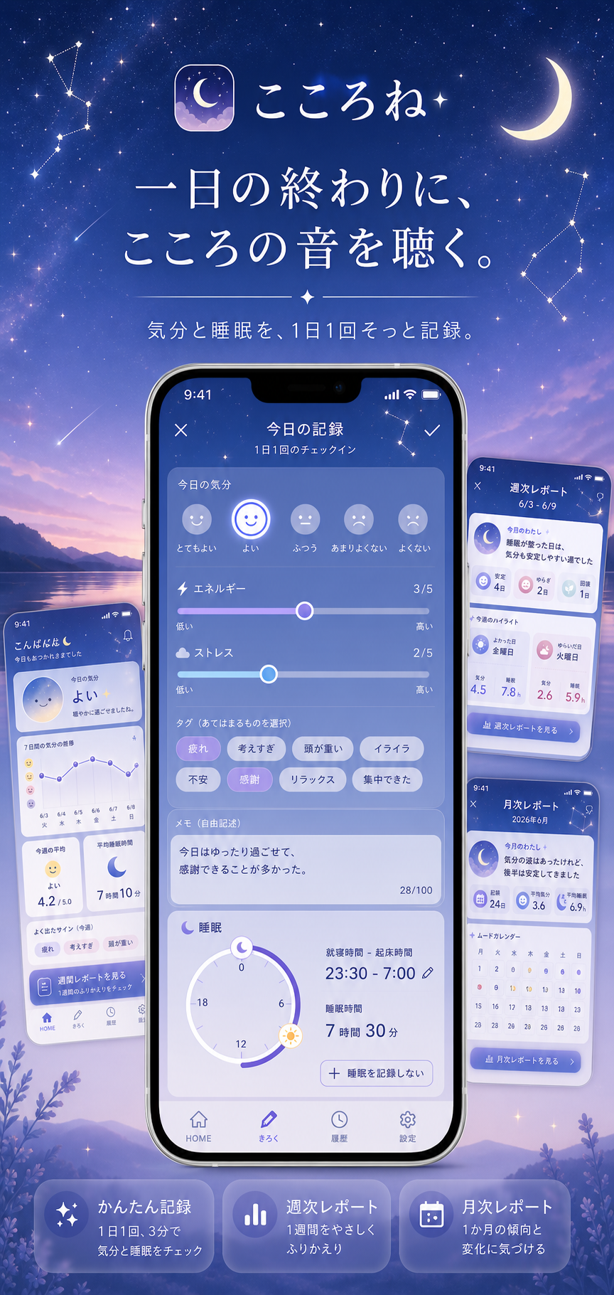 「こころね」 一日の終わりに、こころの音を聴く。